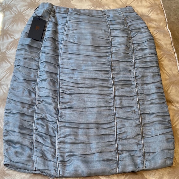 ↪️Burberry Grey Silk Ruched Pencil Skirt NWT↩️